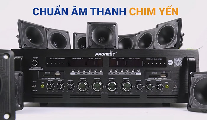Amply pronet P10 có thể tải từ 1000 cho tới 2000 loa ru nhà yến