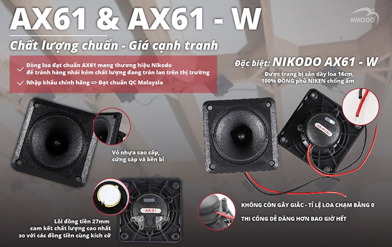 Loa nhà yến Nikodo AX61 W (Ru và dẫn)